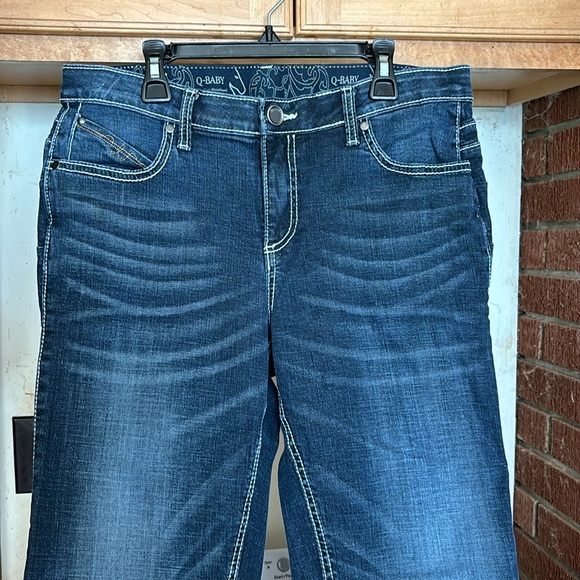 Wrangler Q-Baby No Gap Waistband Denim Dark Blue Jeans Embroidered Pockets 9/10 - Picture 7 of 16
